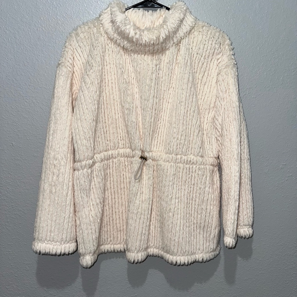 Women's Cupio Sweater S/P Off White cream fuzzy mock turtleneck winter warm - Picture 9 of 9